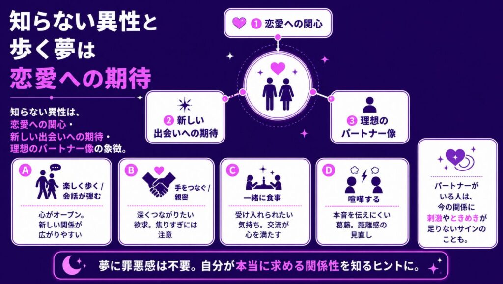 夢占いで知らない街を歩く 知らない異性と歩く夢は恋愛への期待