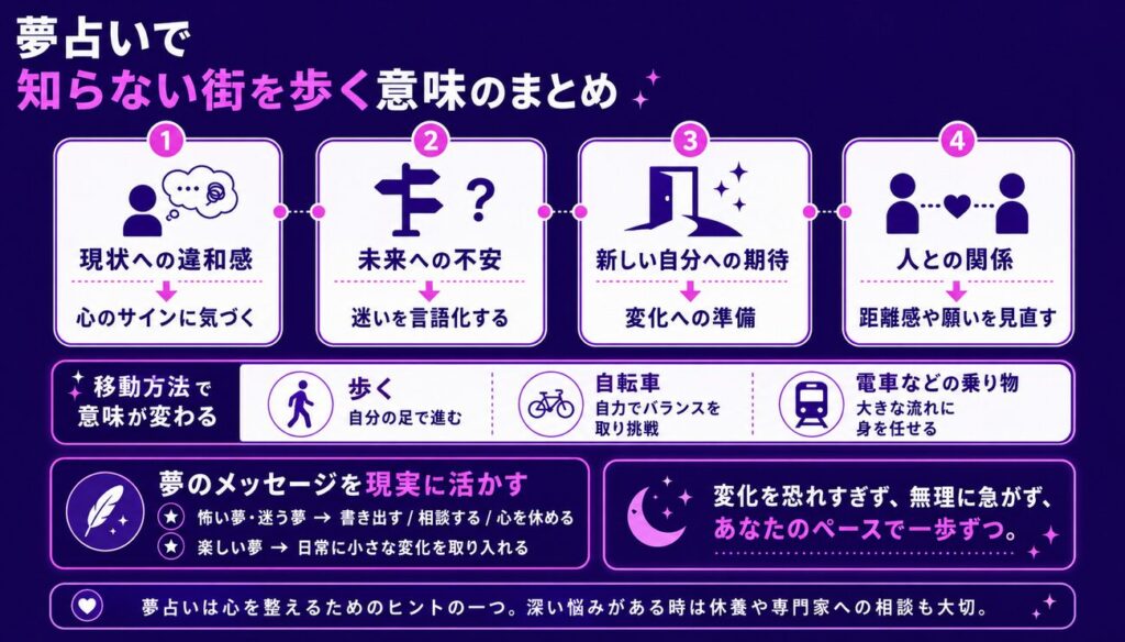 夢占いで知らない街を歩く意味のまとめ