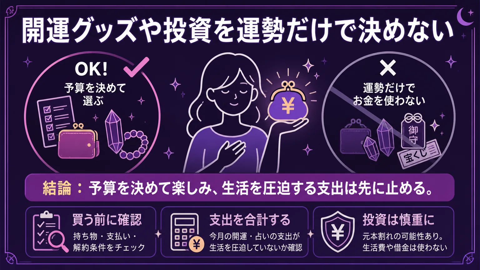開運グッズや投資を運勢だけで決めない