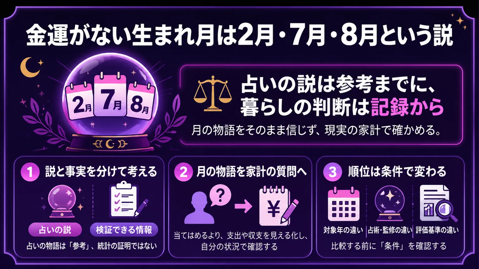 金運がない生まれ月は2月・7月・8月という説