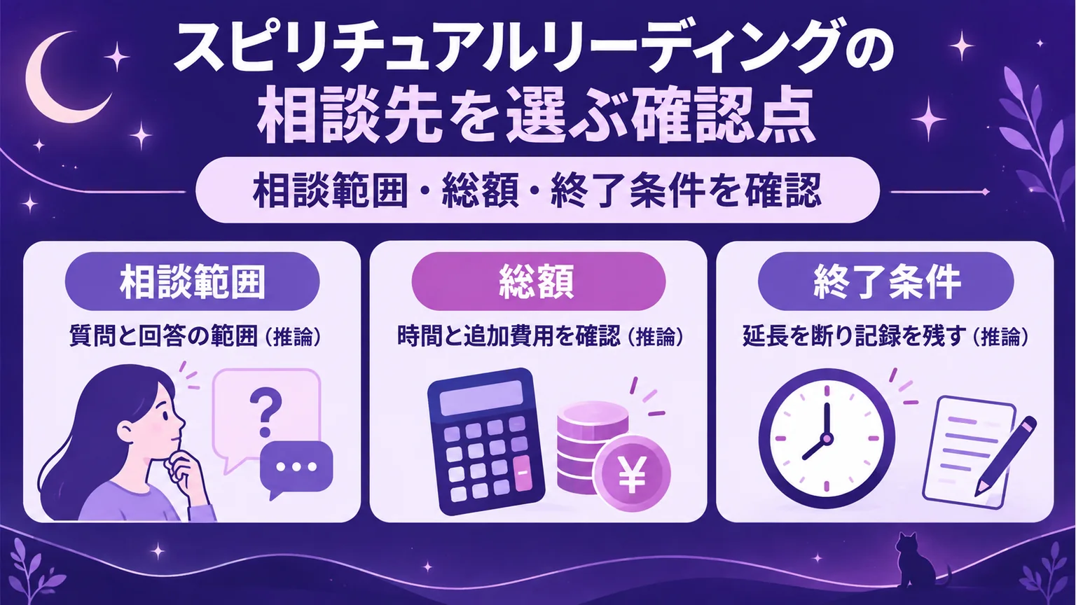 相談範囲・総額・終了条件を確認する図解