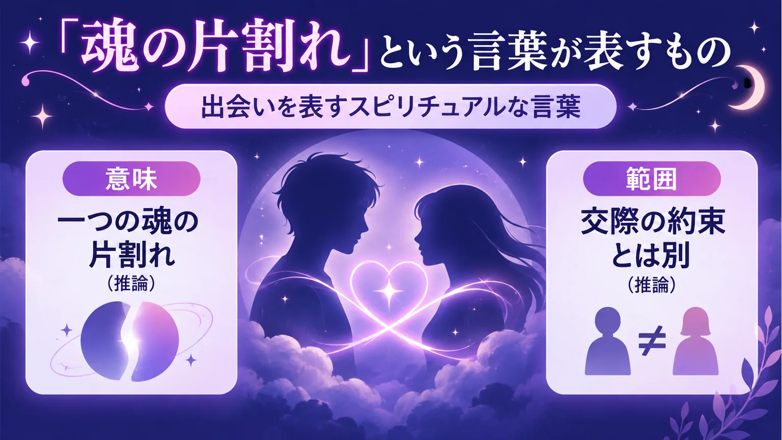 魂の片割れという意味と、交際の約束とは別であることを示す図