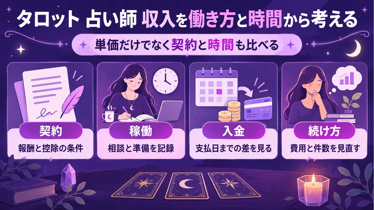 働き方と時間から収入を考える図解